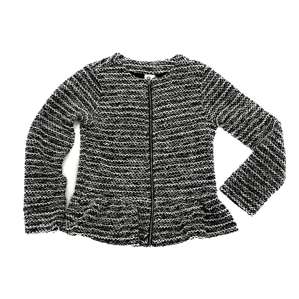 Gymboree Zip Cardigan Girls Size M 7/8 Tweed Boucle Peplum Ruffle Hem Jacket